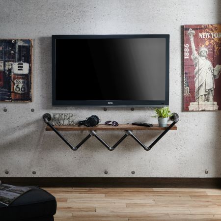 Scaffale lungo 120 cm in stile industriale simile a un mobile TV - Scaffale lungo 120 cm in stile industriale simile a un mobile TV